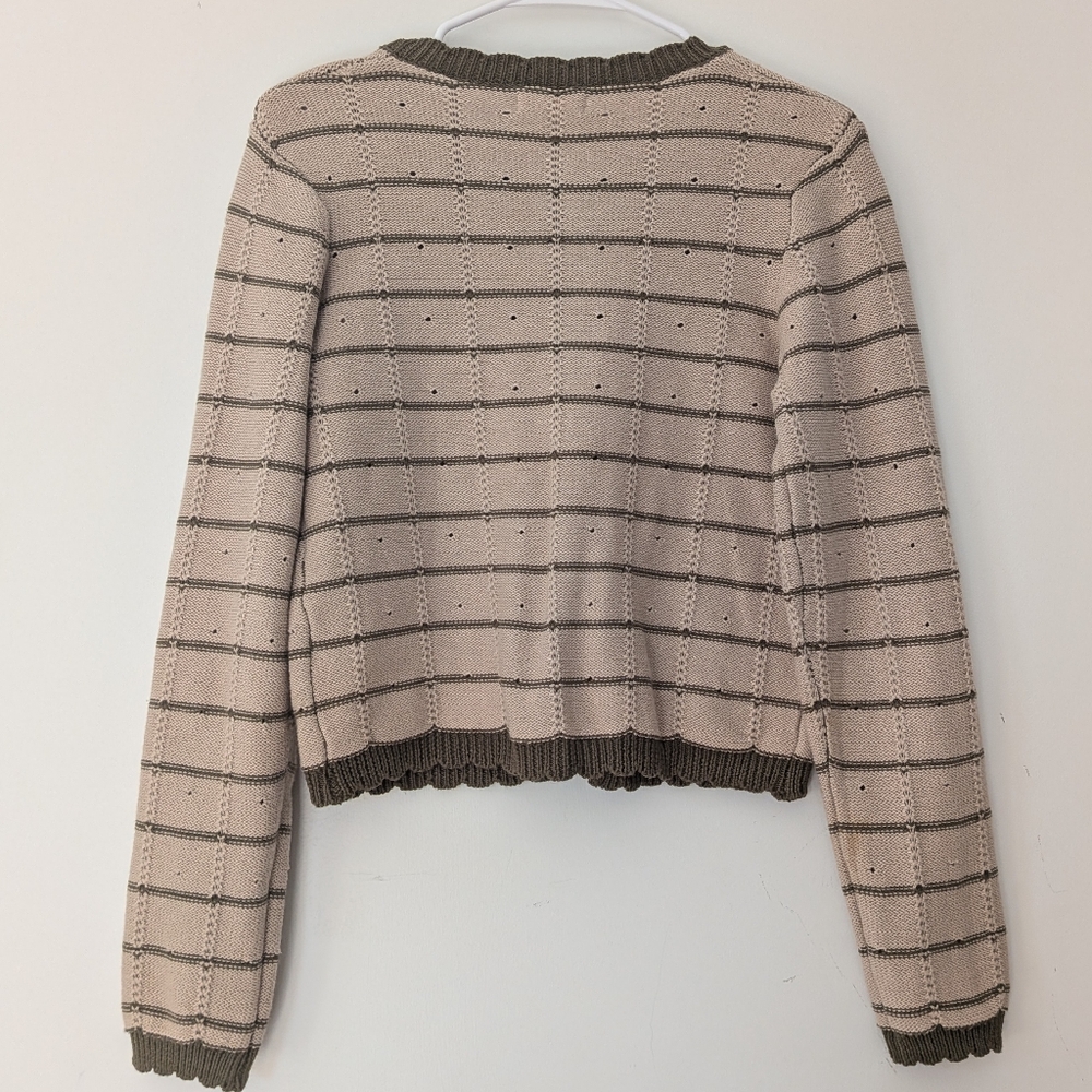 Camellia Beige and Olive Green Striped Cardigan - Picture 4 of 5